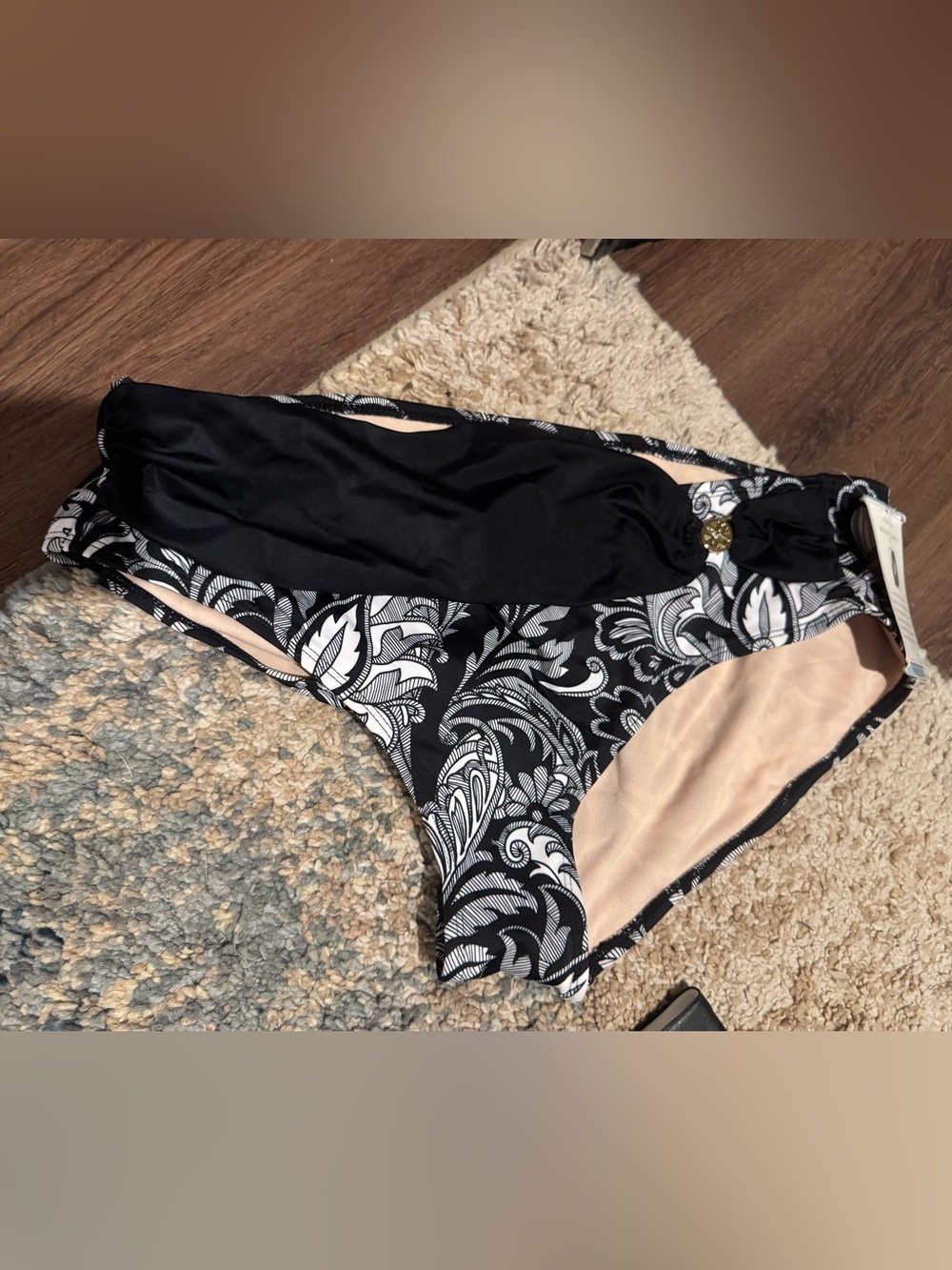 Jaclyn Smith Black & White Paisley Bikini Bottoms